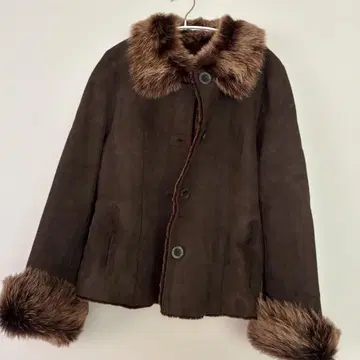 브라운 무스탕 코트 M 사이즈