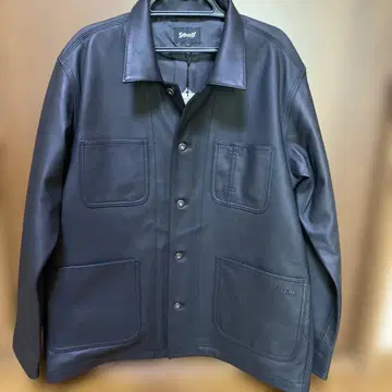 새상품 Schott 블랙 가죽 커버올 L 샷