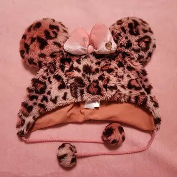 디즈니 미니 마우스 팬캡 레오파드 무늬 핑크