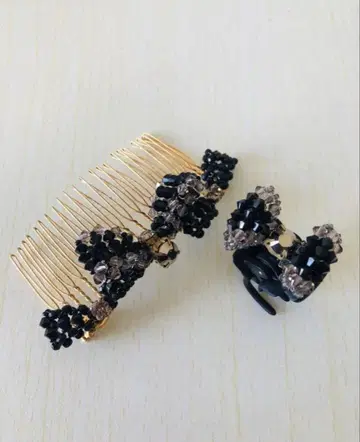 컴플렉스 비즈 리본 빗 & 클립 세트