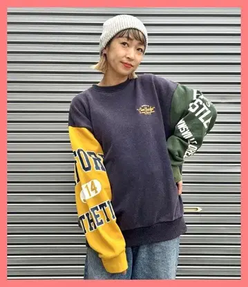 로데오 크라운 컨디션 최상 완판 빈티지풍 슬리브 로고 배색 루즈핏 맨투맨