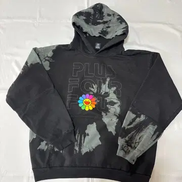 +FOUR FOUR 무라카미 다카시 타이다이 패턴 블랙 후드티 XL