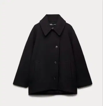 새상품 ZARA 자라 크롭 MANTECO 울 코트 블랙
