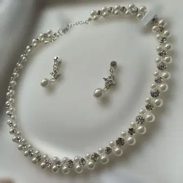 ANNAN WEDDING 펄 목걸이 귀찌 세트