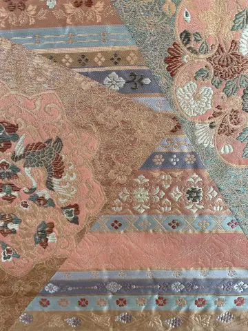 핑크 계열 꽃무늬 학 자수 후쿠로 오비