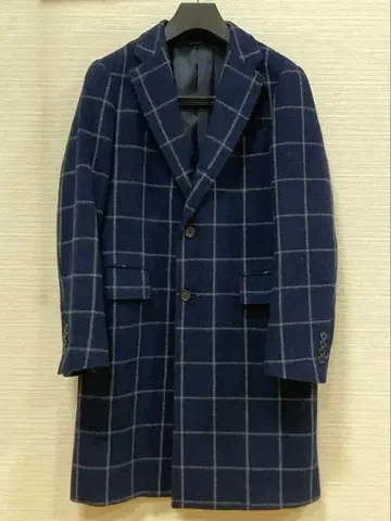 Simplicite 윈도우펜 체크 체스터 코트 46 네이비