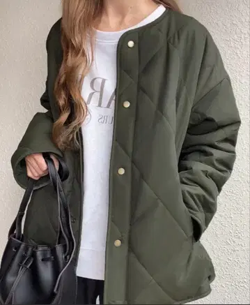 JUNOAH 리버서블 퀼팅 보아 자켓