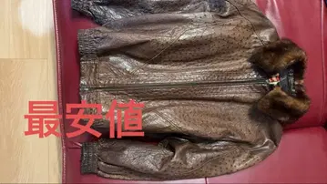 ZILLI 브라운 가죽 자켓 퍼 카라 부착