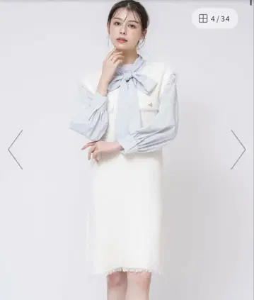 [ 새상품급 ] noela 트위드 니트 미니 원피스 화이트