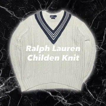 Ralph Loren 랄프 로렌 칠드런 니트 V넥 케이블 니트