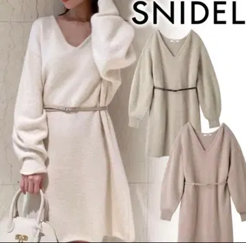 [ 새상품급 ] SNIDEL 퍼라이크 벨벳 미니 원피스