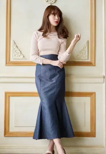 herlipto 머메이드 데님 이펙트 스커트