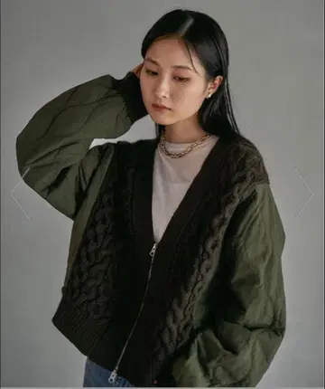 LEPSIM 렙심 가디건 3.5 게이지 퀼트 콤비 ZIP 가디건