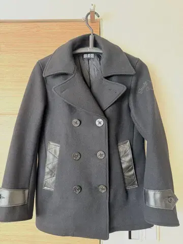 스컬웍스 울 피코트 블랙 사이즈 S 가죽 패치 포함