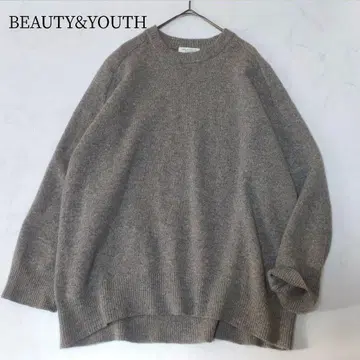 B&Y 울 캐시미어 아쿠아 크루넥 와이드 니트 멜란지 모카 M