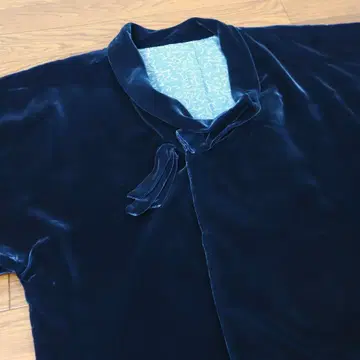 레트로 벨벳 일본 의류 코트 어두운 군청색