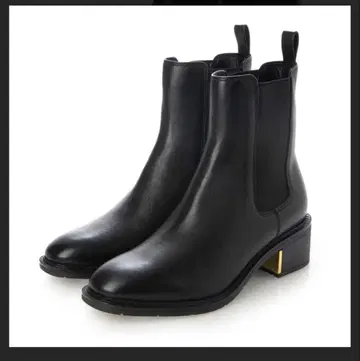 ZARA 블랙 가죽 사이드 고어 부츠 골드 힐 37 자라