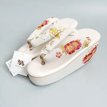 버튼 벚꽃 자수 조리 단품 프리 사이즈 후리소데 성인식 화이트