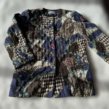 노카라 자켓 다색 퀼팅