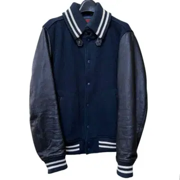 beams 네이비 바시티 자켓 소가죽 M size