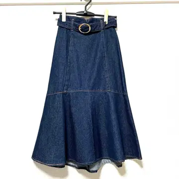 데님 머메이드 스커트 벨트 포함