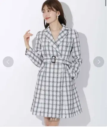 앙데팡당 체크 트위드 벨트 미니 원피스