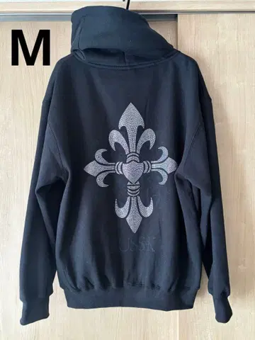 [ 새상품 ] RUSS-K 러스케 백 크로스 큐빅 스타일 후드티 블랙