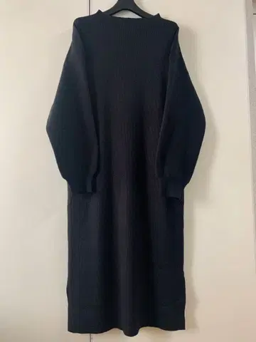 LOWRYSFARM 블랙 리브 니트 원피스 긴팔 F 사이즈