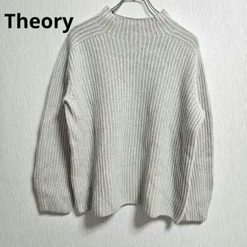 Theory 띠어리 모크넥 니트 리버서블 리브 베이지