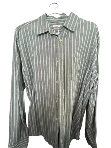 GAP 그린/화이트 스트라이프 긴팔 셔츠