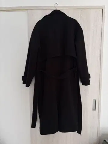 블랙 더블 브레스트 롱 코트 남성용