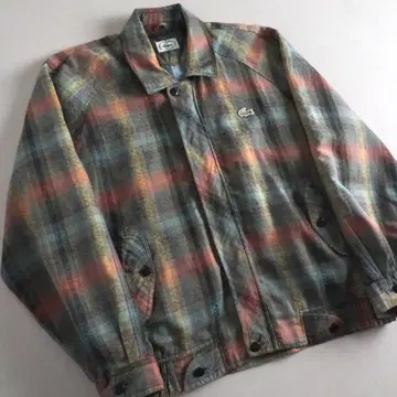 라코스테 레어 블루종 스윙탑 체크 무늬 악어 자수 새상품급