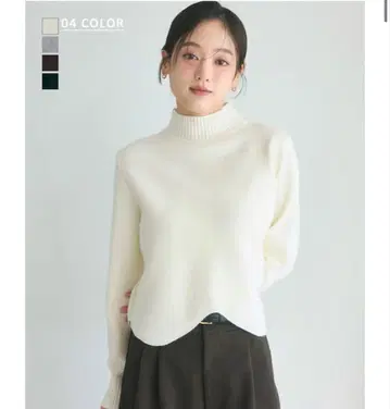 베이스먼트 온라인 밑단 스캘럽 니트