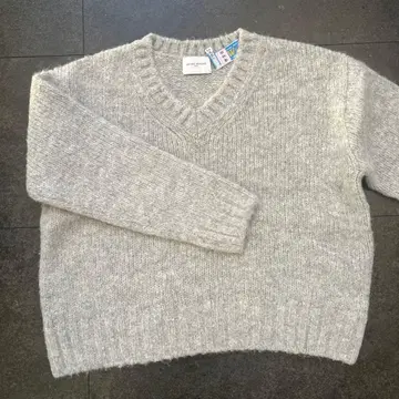 UNITED ARROWS 그레이 V넥 알파카 혼방 니트 스웨터