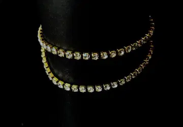 발찌 더블 체인, 큐빅(대형 4mm), 골드