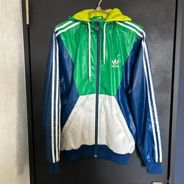 adidas 후드 부착 자켓 그린/파랑/화이트