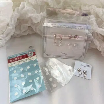 Leange 붙이는 귀걸이 4종 세트 + 교체 시트 포함