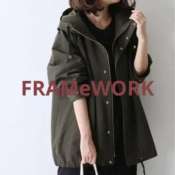 새상품급 프레임워크 올리브색 후드 부착 마운틴 후드티 M 카키