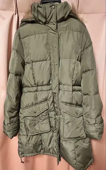 CECIL McBEE 퍼 달린 모즈 코트 올리브 컬러 M 사이즈