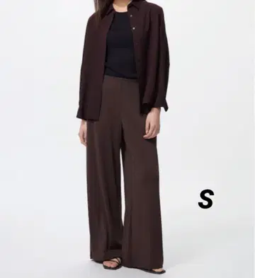 UNIQLO 크레이프 저지 스트레이트 팬츠 다크 브라운