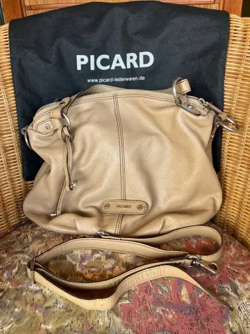 PICARD 가죽 핸드백 베이지 스트랩 포함