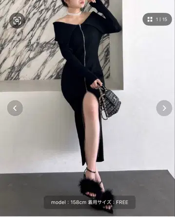 ROYAL PARTY 더블 ZIP 오프숄더 니트 원피스