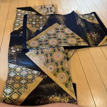 화려한 블랙 베이스 후쿠로 오비