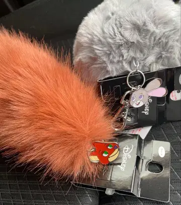 2개 세트 주토피아2 꼬리 키링 닉 주디