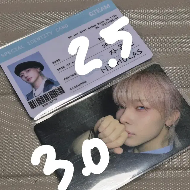 앤팀 니콜라스 팝업 앨범 특전 포카 천사 등록증 ID 카드 양도 아이디