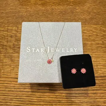 스타 주얼리 에나멜 플라워 목걸이 귀걸이 2세트 K10