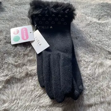 FURLA 퍼 장갑 블랙