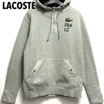 LACOSTE 맨투맨 하프 지퍼 속기모 후드티 사이즈 4 그레이