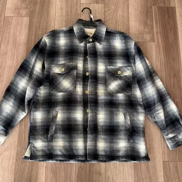 올드 옴브레 체크 셔츠 자켓 블랙 L 보아 아메카지 워크