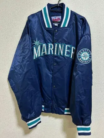 90s MARINERS 바시티 자켓 네이비 이치로 빈티지 빅 루즈